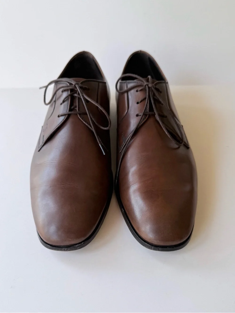 Tod's Smooth Leather Derby Lace-Up Plain Toe Dress Shoes in Brown Men’s Size 7